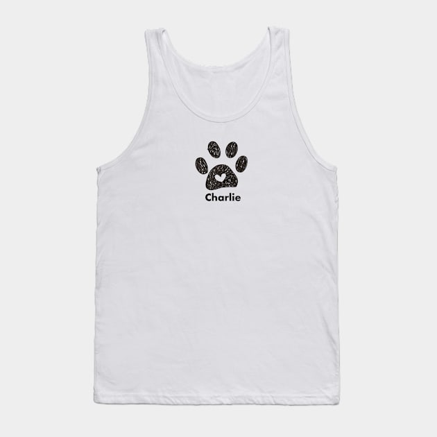 Charlie name made of hand drawn paw prints Tank Top by GULSENGUNEL
